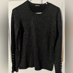 J McLaughlin Black Metallic Top W/Gold Shimmer and Gold Buttons Women’s Size XS